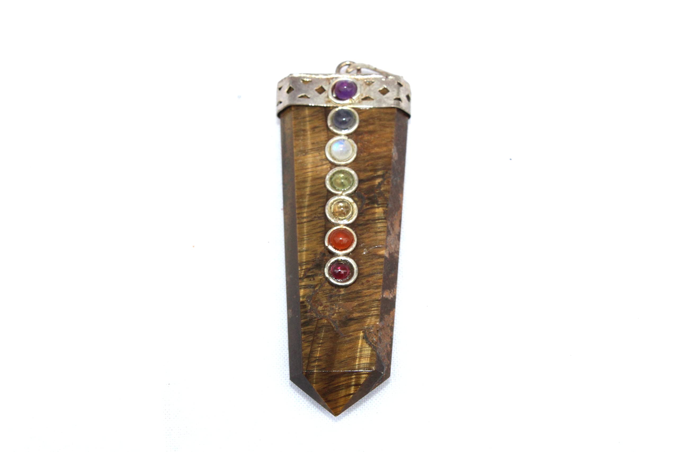 Jet International Tiger Eye Flat Chakra Pendant 2 inch Approx. Top Grade Healing Spiritual Divine India Crystal Therapy
