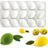 Silicone Lemon Mold, 15-Cavity Fruit Shape Baking Tray for Desserts, White