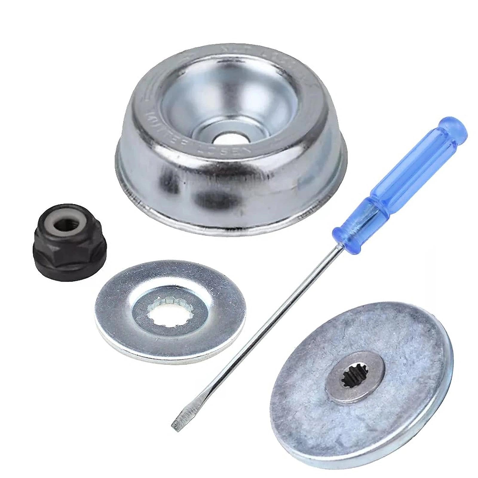 SRunDe 1 Pack Stihl Blade Adapter Kit Rider Plate Thrust Washer Kit - Splined Washer Rider Plate Collar Nut Thrust Plate Tune-Up/Maintenance Screwdriver for Stihl Lawn Mower