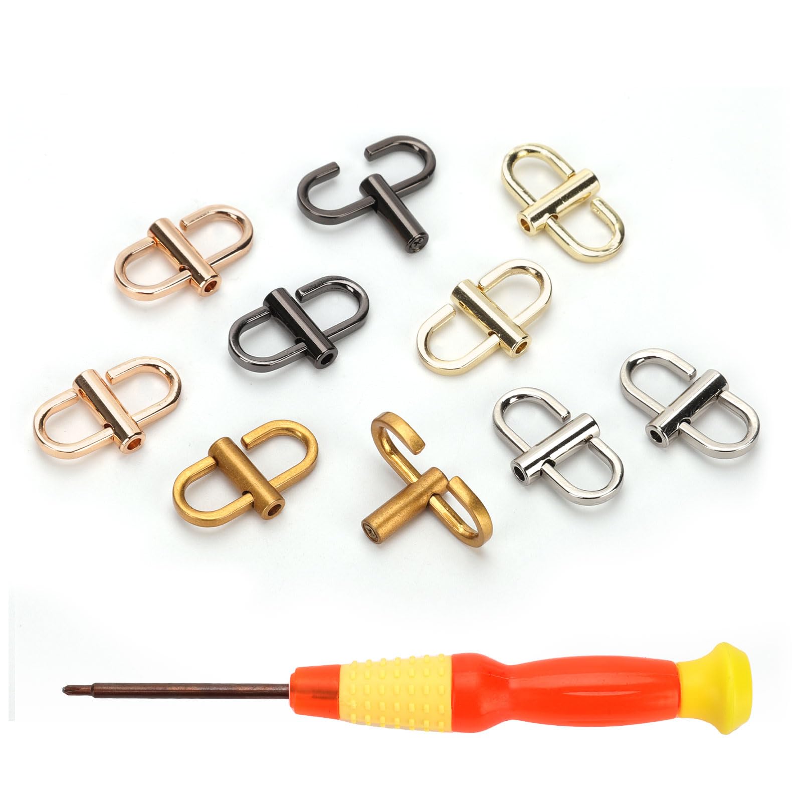 PEUTIER Chain Shortener, 360 Rotatable Metal Chain Clip Buckle Small Necklace Adjuster Dress Strap Shortener Heavy Duty Gold Silver Black Chain Clasp Accessories Parts for Shorten Purse Bag Handbag