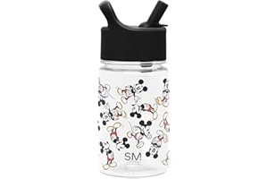 Simple Modern Disney Mickey Mouse Kids Water Bottle Plastic BPA-Free Tritan Cup with Leak Proof Straw Lid | Reusable and Durable for Toddlers, Boys | Summit Collection | 12oz, Mickey Mouse Retro