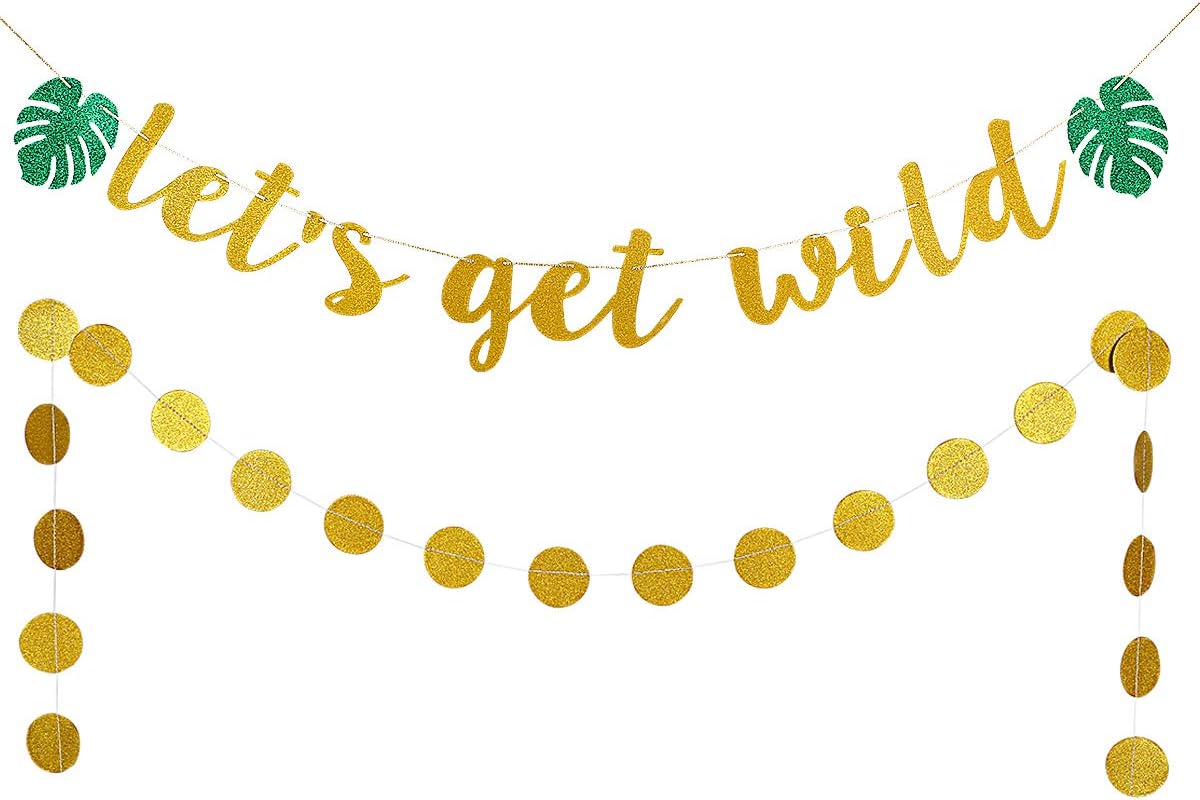 Amazon Com Let S Get Wild Gold Glitter Banner And Gold Glittery