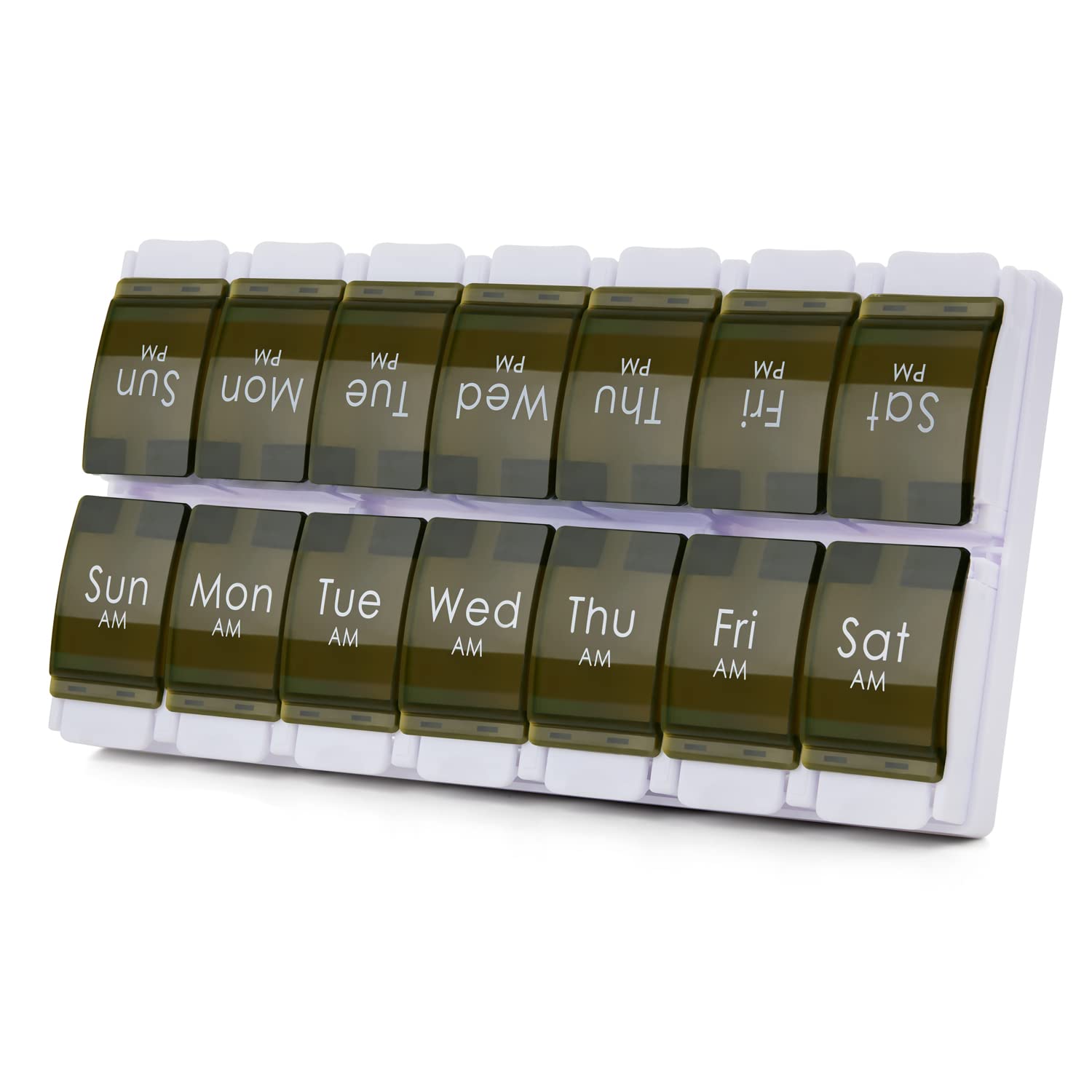 Photo 1 of 2 Week Pill Box, MOLN HYMY 7 Day Pill Organizer 2 Times a Day, Weekly Pill Container to Hold Medication, Vitamins Fish Oils (Green)