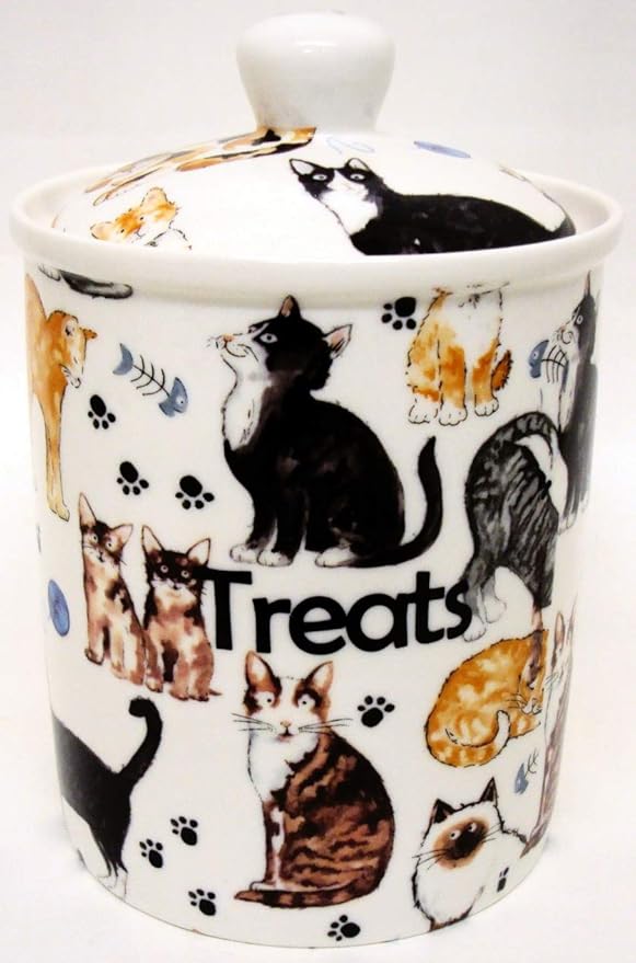 Cats Collage Canister Fine Bone Cats Collage Pet Food Treats Storage