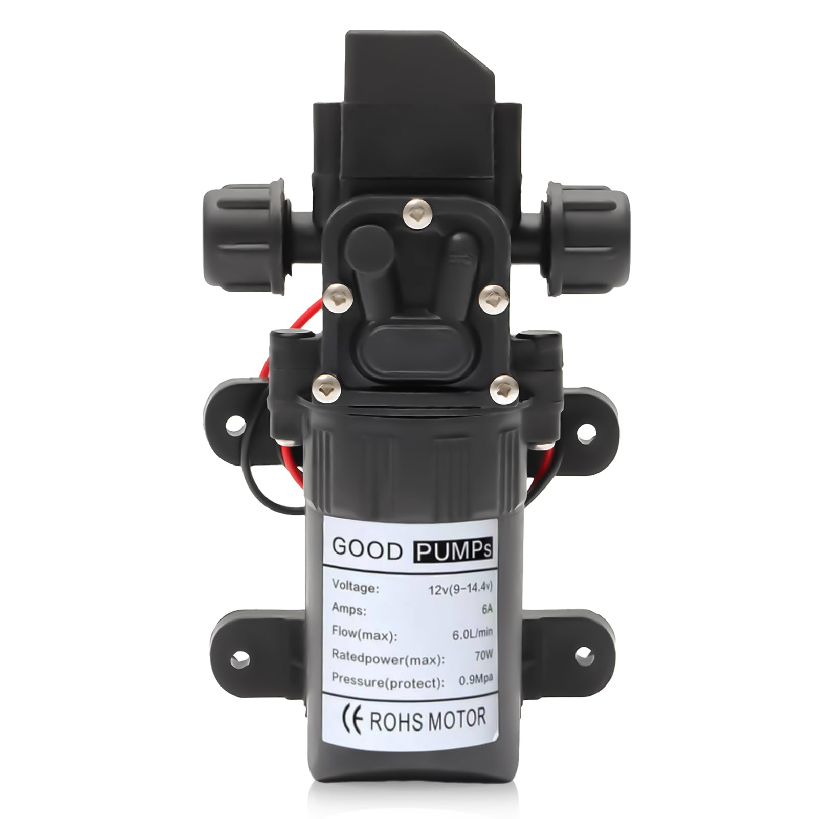 Photo 1 of 12V Diaphragm Water Pump, Water Pressure Diaphragm Pump Self Priming Sprayer Pump 4-6 L/min 1.2 GPM 100 PSI RV Water Pump for Caravan Boat Marine Agricultural