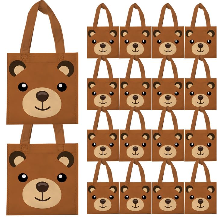 Photo 1 of 20 PCS Non-Woven Bags Mini Bear Gift Tote Bags Reusable Goodie Treat Candy Bags for Bear Birthday Party Decoration Baby Shower Supplies