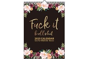 QUJIFETU 2025 Fuck It Calendar for Tired-Ass Tired Women 12 Months Wall Hanging Calendar for Home Office Funny Swear Gag White Elephant Gift