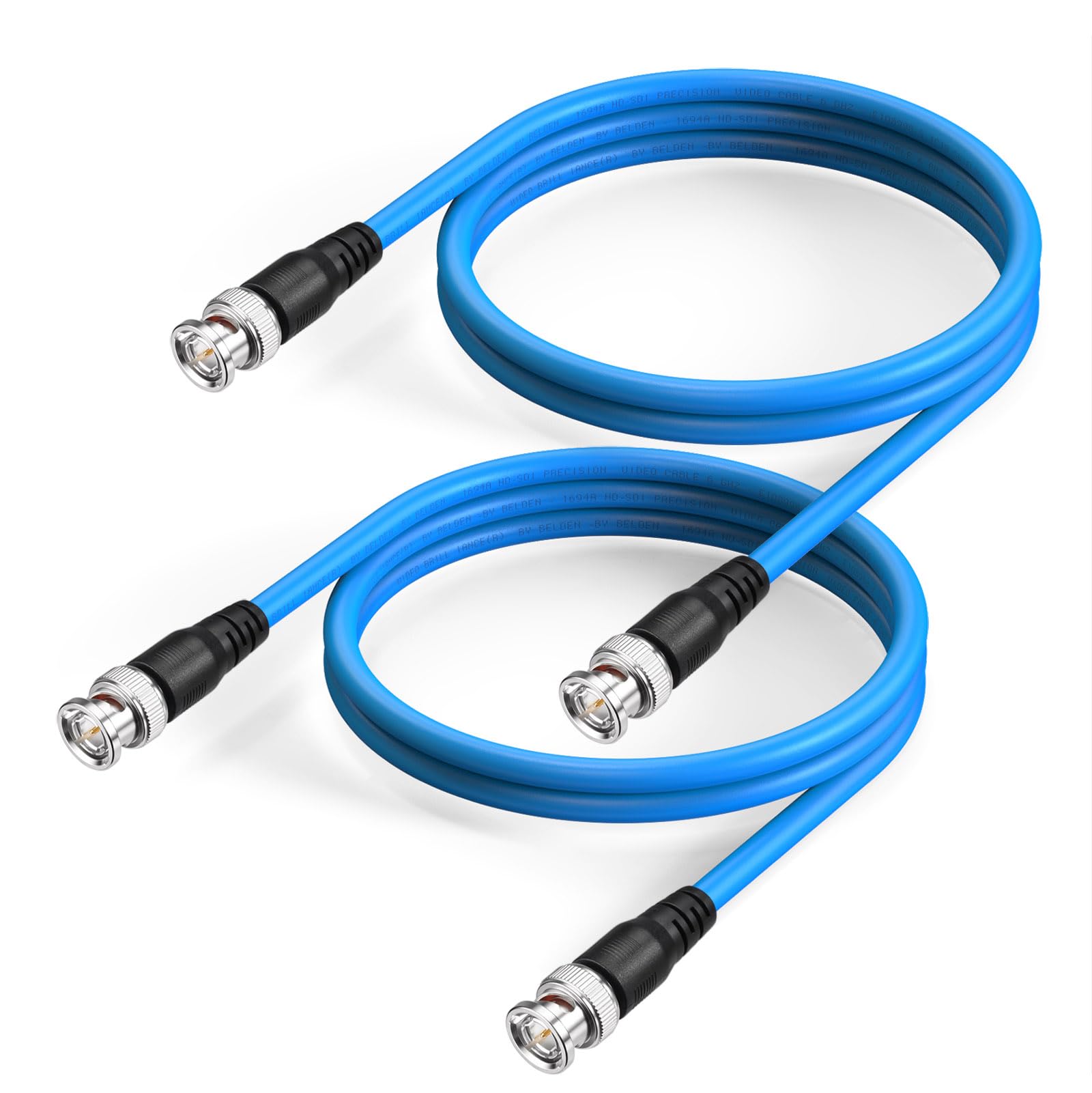 Superbat BNC Belden 1694A Cable 75ohm - 1m, 2Pcs Male to Male SDI Video Cable for HD Camera, CCTV Monitor, Video Equipment - Supports HD/3G/6G/12G-SDI, 4K, 8K
