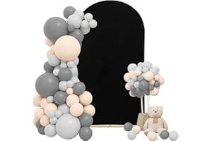 FEINIGESI Wedding Arch Cover 7.2FT Black Spandex Arch Cover Stretchy Fitted Arch Cover Round Top Stand Covers Double-side Chiara Backdrop Cover for Wedding Banquet Birthday Party Ceremony Baby Shower Decoration