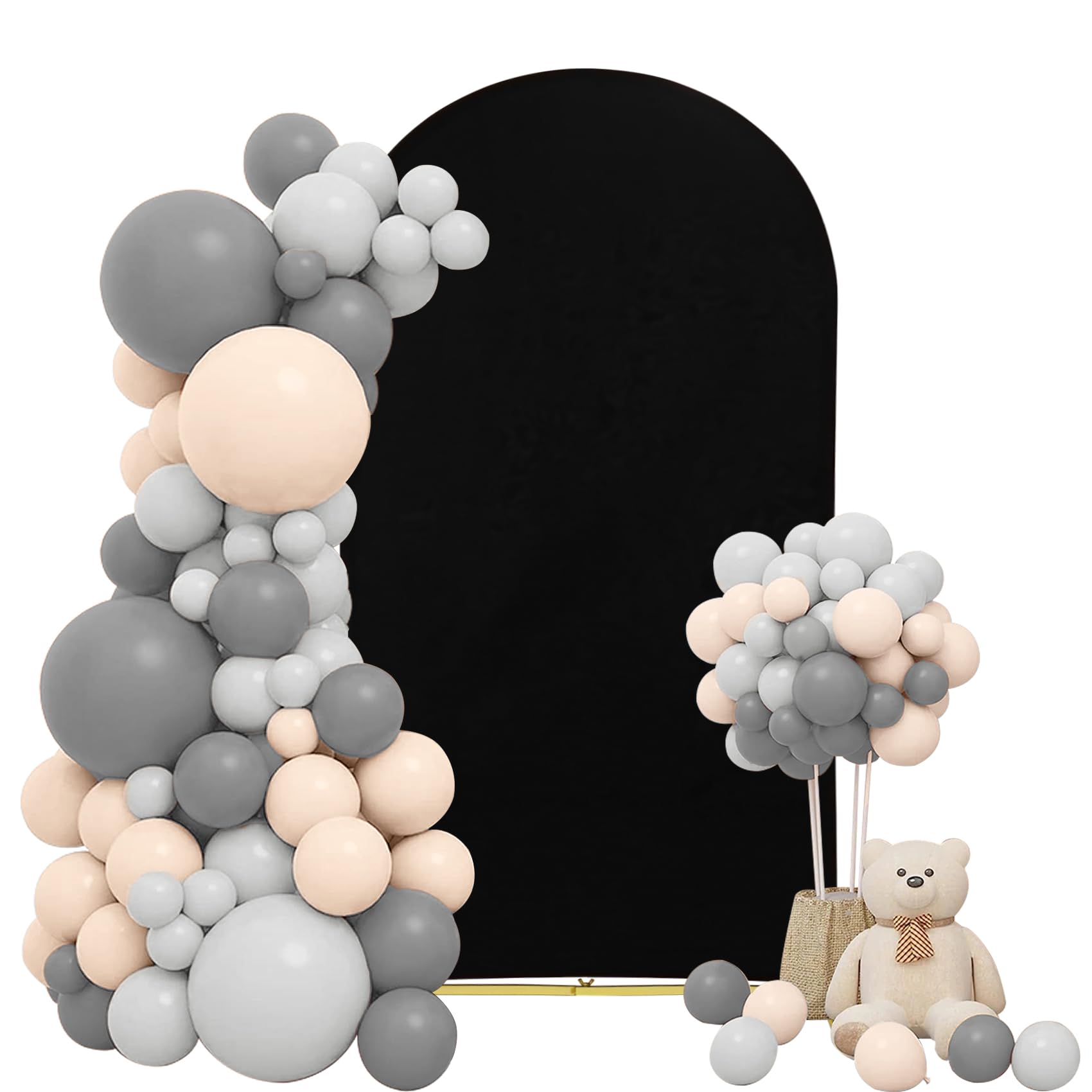 Photo 1 of ***DAMAGED - SEE NOTES*** Wedding Arch Cover 6.6FT Black Spandex Fitted Arch Cover Round Top Stand Covers Double-Side Stretchy Chiara Cover Backdrop Cover for Wedding Banquet Birthday Party Baby Shower Decoration