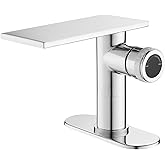 becola Modern Chrome Bathroom Faucet， Waterfall Faucet for Bathroom Sink， Single Hole Bathroom Sink Faucet Cold and Hot Basin Mixer Tap， Single Handle Bathroom Faucet with Adjust Knobs and Deck Plate