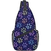 Krirteh Dog Paw Sling Bag For Women Men Cute Footprint Backpack Crossbody Shoulder Bag Sling Backpack Chest Bag Travel Hiking Casual Sport Daypack