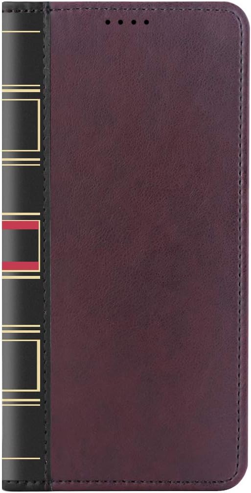 Vintage PU Leather Wallet Case Cover for iPhone 11 Pro Max with Magnetic Closure (Wine Red)