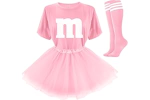 FONYFA Letter M Halloween Costumes Tutu Skirts,Women Team Group T-Shirt,Candy Costume for Halloween Christmas