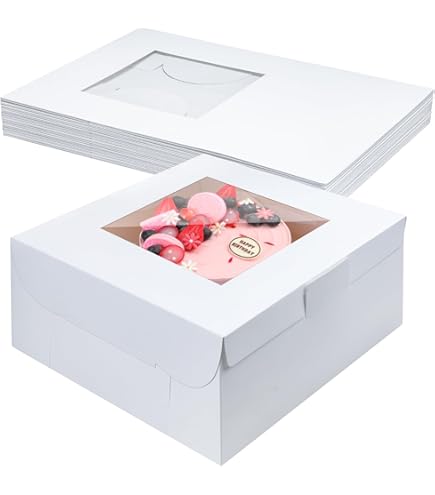 16Pcs 14X10X6 Cake Boxes Window Rectangle Quarter Sheet