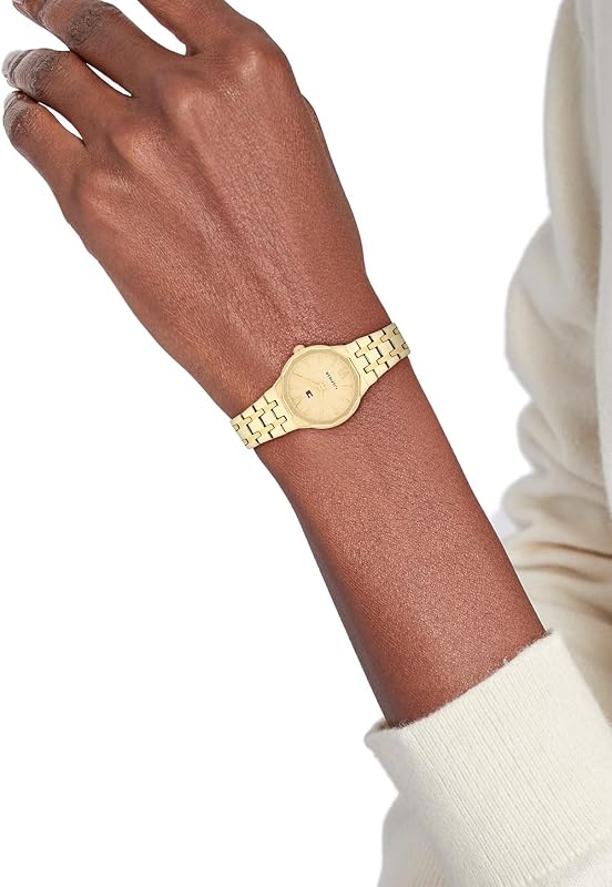 Relógio de movimento de quartzo de três mãos com bracelete de aço inoxidável dourado - 1782886