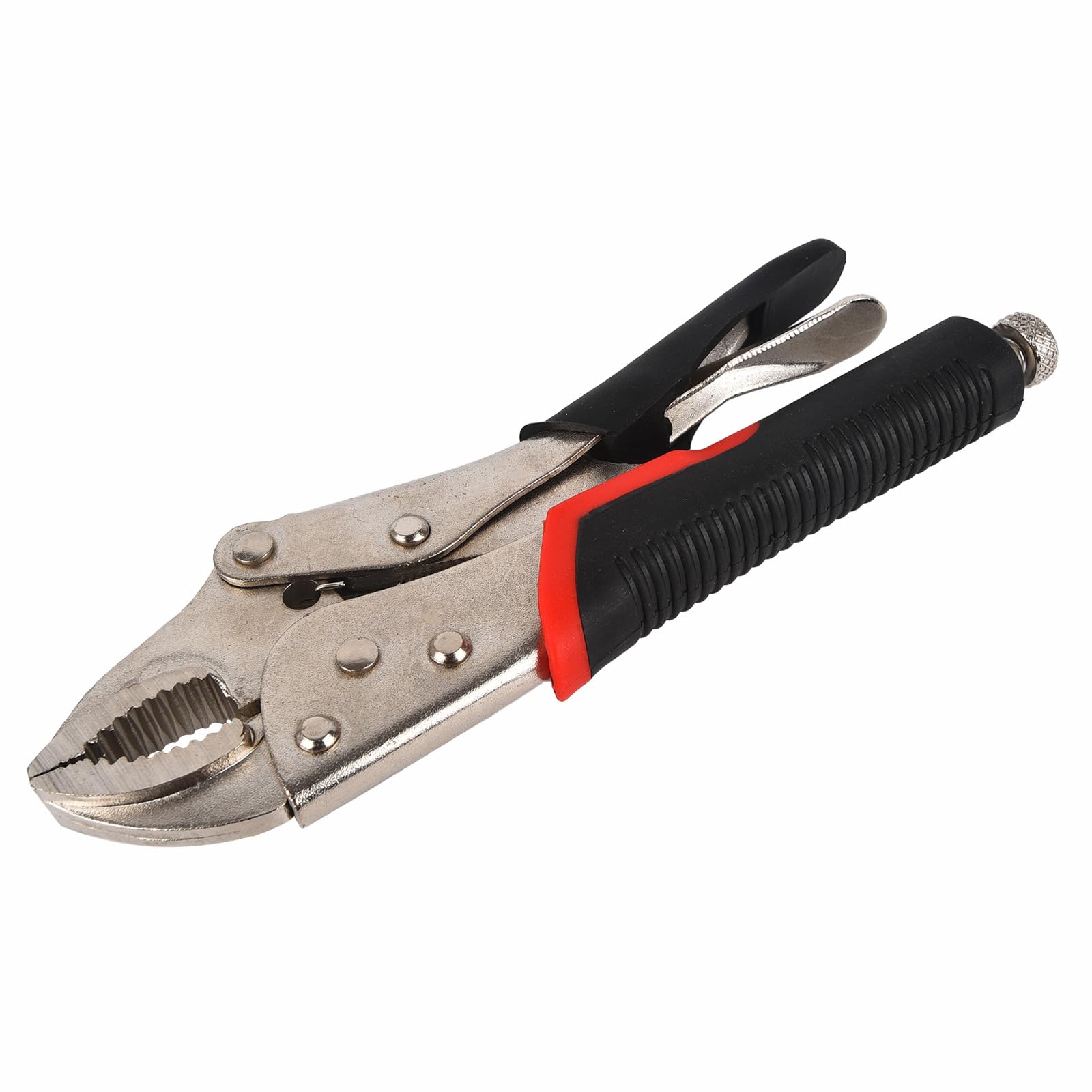 Locking Pliers Mole Grips Heavy Duty Adjustable C Type Curved Jaw Self Lock Pliers for Electrical Pipeline Automobile Maintenance Black red (7" 175mm)