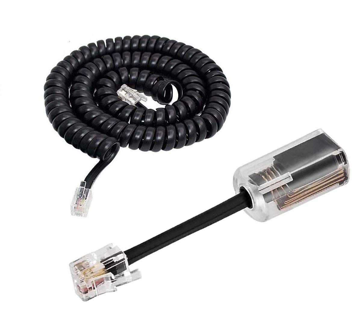 SHONCO Phone Cord Detangler, Black Telephone Handset Cord 10 Ft Uncoiled/1.2 Ft Coiled and Black Extended 360°Rotating Telephone Phone Cord Detangler Landline Telephone Accessory