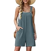 Lepunuo Rompers for Women Summer Boho Loose Fit Sleeveless Short Jumpsuits Overalls Vacation Outfits