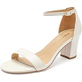 DOBOLIN Women's Heeled Sandals Open Toe Ankle Strap 2.5-Inch Chunky Heels Dress Shoes Wide Feet Friendly