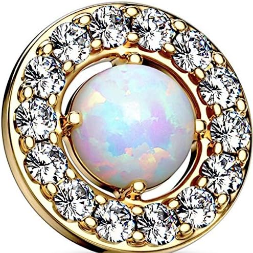ALL COLOURS - Absolutely stunning Opal & rhinestone crystal dermal anchor top - Pegasus Body Jewellery