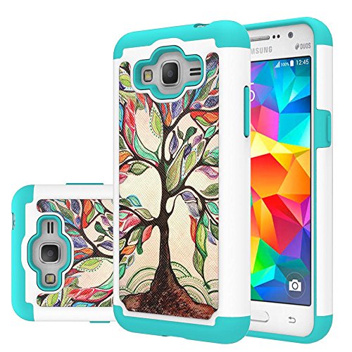 Grand Prime Plus Case, Galaxy J2 Prime Case, LEEGU Dual Layer Heavy Duty Protective Silicone Plastic Cover Case for Samsung Galaxy Grand Prime Plus / J2 Prime - Love Tree