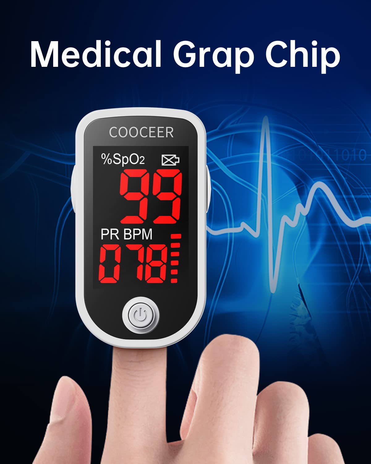 O2 Finger Reader Screen Mua Pulse Oximeter Fingertip for Home Use: FSA Eligible Oxygen Monitor ...