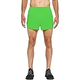 DEMOZU Men's 3" Neon Running Shorts - Bright Split-Leg Racing & Marathon Shorts with Liner for Speed Training