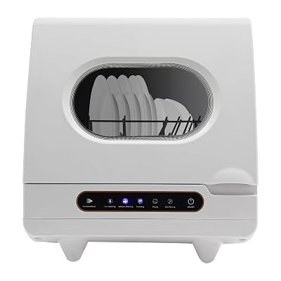 Countertop Dishwasher, 5 Washing Programs Portable Dishwasher, 360°Rotation Flushing Wash Fruit Machine, High-Temp wash Dishwasher for Homes Kitchen Apartments Dormitories Campers Rvs