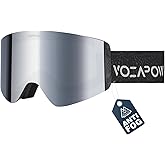 VOZAPOW Ski Goggles Anti-Fog with HD Lens, UV Protection, Magnetic Lens, OTG Snowboard Snow Goggles for Men Women