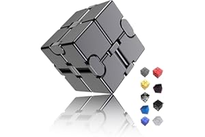 oiikain Metal Infinity Cube Fidget Toy - Aluminum Alloy Anti-Stress and Anxiety Finger Flip Cube for Adults, Men, and Women, Ideal Desk Toy for Work or Home - Infinity Cube Desk Toy (Gray)
