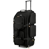 Searock 90L Rolling Duffle Bag with Wheels and Handle | 31&rdquo; Large Duffle Bag for Travel, Carry On Luggage Duffel Bag with Shoe Compartment, Multi-Pocket, Water Resistant, Black