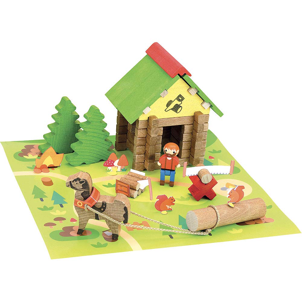 Jeujura -8226-MAISON du BUCHERON-50 Pieces Wooden Construction Set 8226 Maison du Bucheron