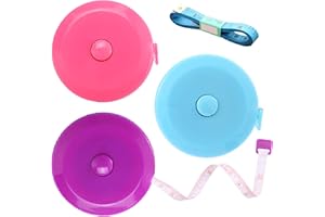 BUSHIBU Tape Measure Body Measuring Tape, Retractable 60 Inch Soft Mini Measuring Tape, Small Sewing Fabric Tape Measurer for Cloth Waist Medical Nursing Craft(3 Pack/Pink Purple Sky Blue)