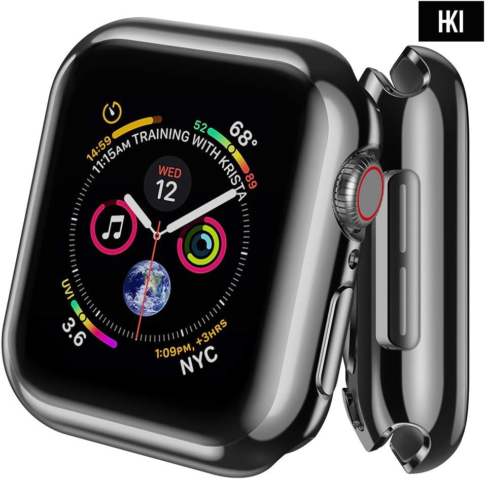 HKI Anti-Scratch Protective Case Cover Screen Protector for Apple Watch iWatch Series 4 44mm (Black)