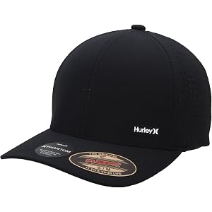 Hurley Mens H2O-Dri Hat, Curved Brim, Mesh Back Fitted Cap | 4-Way Mechanical Stretch Fabric Moves with You, Laser Perforatio