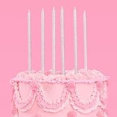 xo, Fetti 10 Iridescent Glitter Party Cake Candles Tall Thin - 10 Pcs | Bachelorette Party, Birthday Girl Gift, Fun Cake Deco