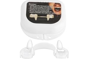 RESTOKKI White Retractable Fangs, Vampire Teeth, Werewolf Teeth Fangs for Kids Adults Realistic Halloween Cosplay Costume Accessory Horror False Masquerade Accessories Gift (3.1"x3.1"x1.1")