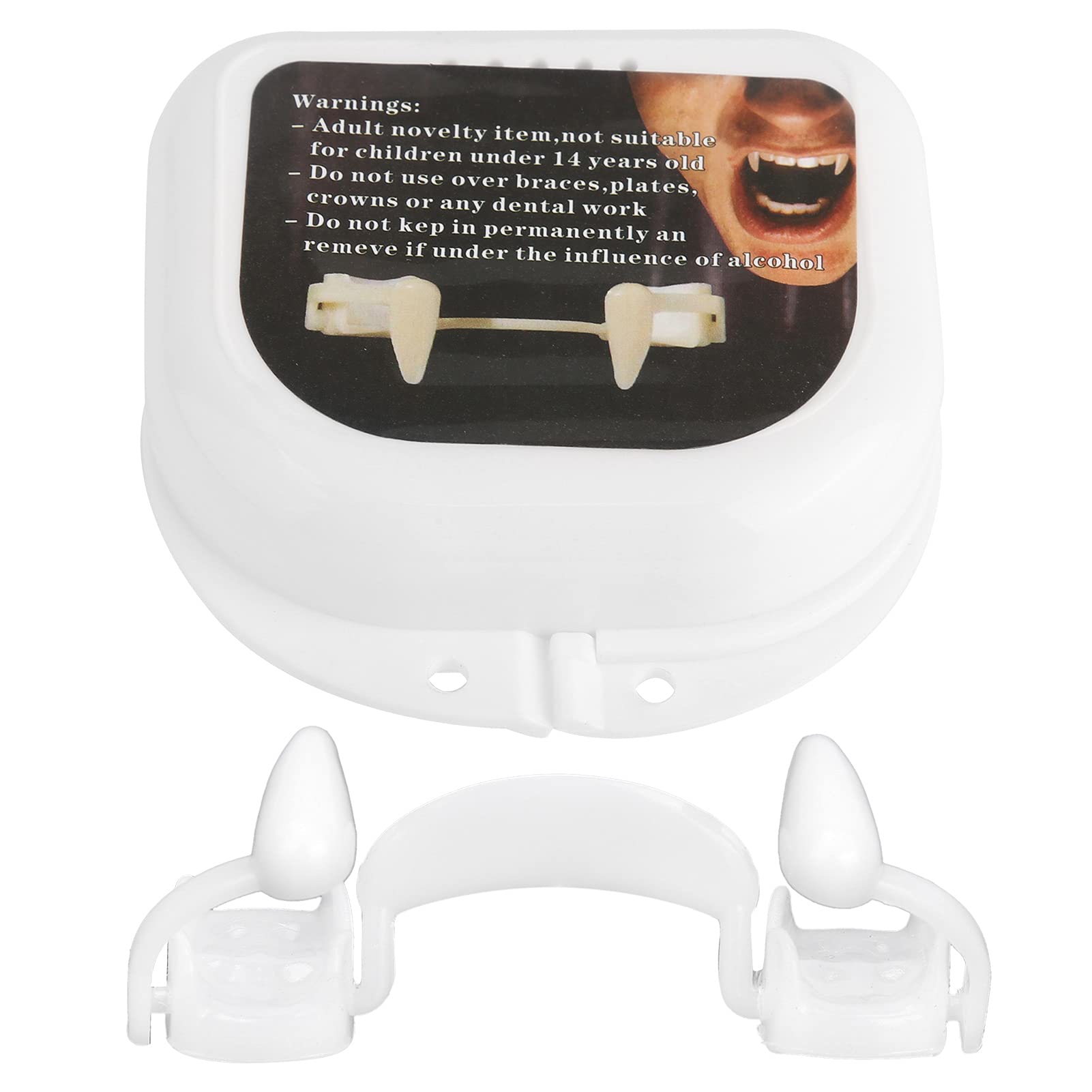 Fafeicy Retractable Vampire Fangs Halloween Fake Teeth Reusable Scary Costume Props for Cosplay Party Adult False Teeth Accessory