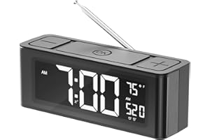 I·CODE Alarm Clock Radio, Digital AM/FM Clock Radio with Auto-on Timer, Dual Alarm, Auto Night-Mode,4.72” Large Display with Battery Backup, Simple Alarm Clock with Big Button,Easy to Set