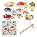 Rolimate 11-Piece Fishes Basic Educational Development Wooden Magnetic Bath Fishing Travel Table Game, Birthday Gift Toys for age 2 3 4 Year Old Kid Children Baby Toddler Boy Girl Magnet Toy