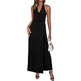 PRETTYGARDEN Halter Dresses for Women 2026 Elegant Classy Spring V Neck Tie Backless Summer Wedding Guest Cocktail Midi Dress