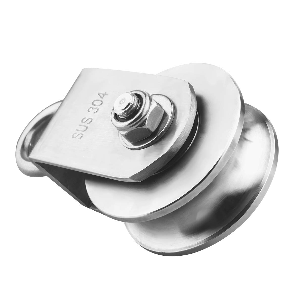 Penkwiio 1PCS Heavy Duty U Type Single Wheel Pulley Block Duplex Bearing 304 Stainless Steel 360 Degree Rotation Smooth Loading 1760lb/800 Kg for Material Handling and Moving: Industrial & Scientific