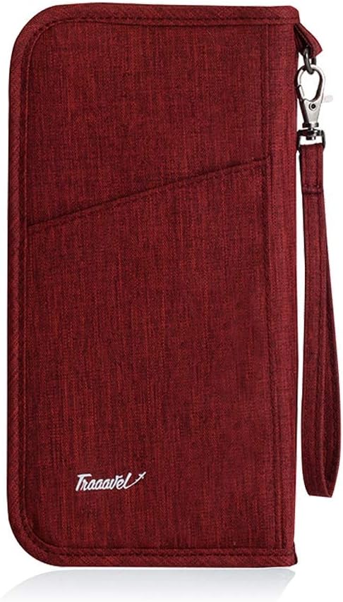 Men's And Women's Polyester Passport Holder Wallet (Red)