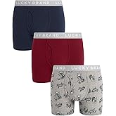 Lucky Brand Mens Boxer Briefs - 3 Pack 6'' Inseam Soft Cotton Boxers for Men - Stretch Mens Underwear Boxer Briefs