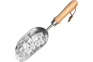GREBSTK 13.2IN Hand Large Capacity Stainless Steel Ice Scoop Soil Shovel Stainless Steel Gardening Trowel for Ice Machines, Buckets, Dog Food, Flour, and Canisters – Ideal for Bar, Garden, Parties