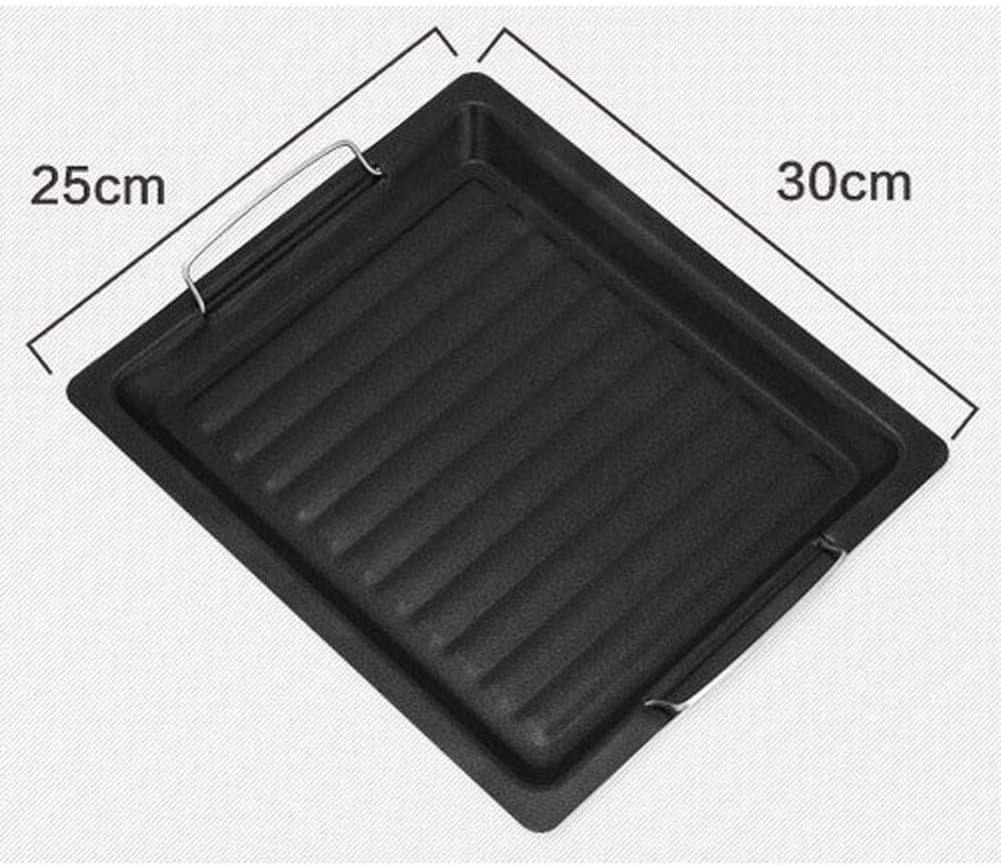Sdkmah9 Non-stick Cast Iron Griddle Pan Barbecue Plate Rectangle Baking Stone BBQ Plate Griddle Plate Pan Black Bakeware Grilling Tray Barbecue Frying Pan Outdoors Barbecue Accessory - Image 4