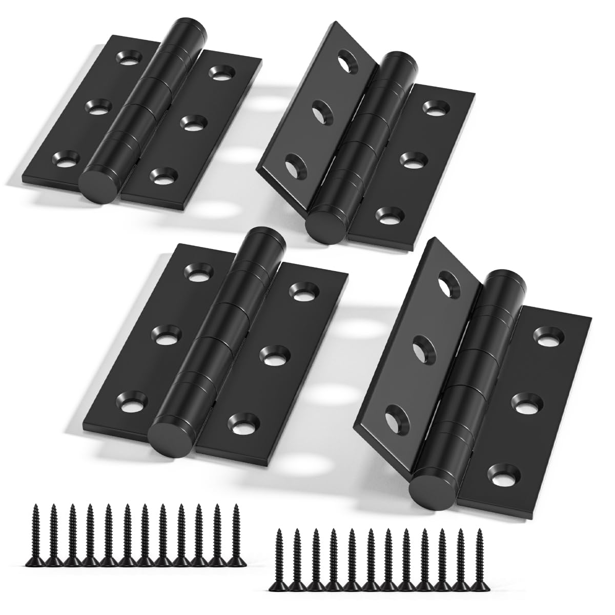 Bwintech 2 Pairs 75 x 50 x 2.0mm(3 inch) Matt Black Steel Fireproof Inner Door Hinge, Square Corners, Ball Bearing Hinge for Residential and Commercial Buildings — image 1