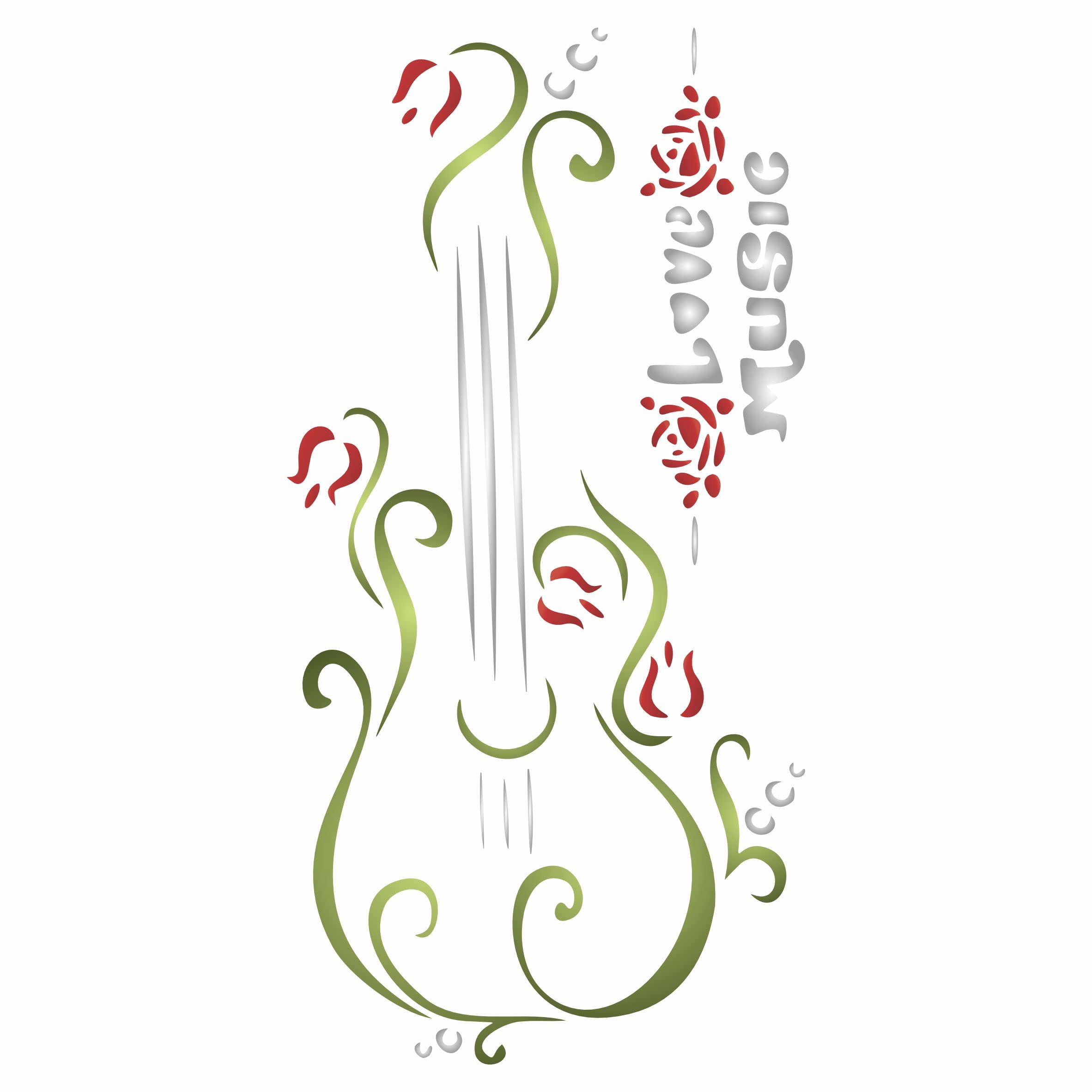 Love Music Stencil, 33 x 16.5 cm (L) - Decorative Guitar Words Music Stencils for Painting Template