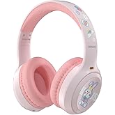 wocdwocd Hybrid Active Noise Cancelling Headphones, Wireless Over Ear Bluetooth Headphones, 60 Hours Playtime, Foldable Headset with Deep Bass, Foam Earmuffs, for Travel, Home Office (Pink)